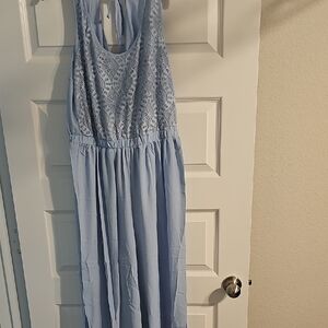 Elegant Blue Lace Women Jumpsuit